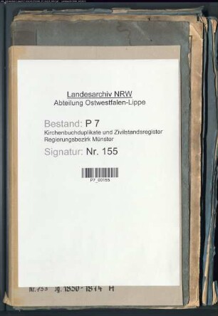 Kirchenbuchduplikat der Katholischen Gemeinde Liesborn (Heiraten 1850-1874). (Gemeinde: Liesborn, Katholische Gemeinde)