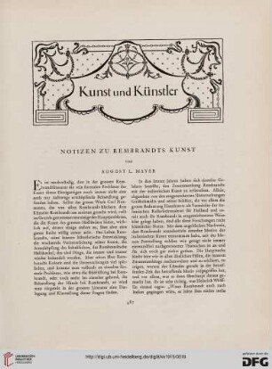 Notizen zu Rembrandts Kunst