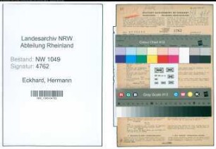 Entnazifizierung Hermann Eckhard , geb. 16.05.1896 (Inspektor)