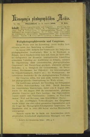 Weltphotographieverein und Congresse