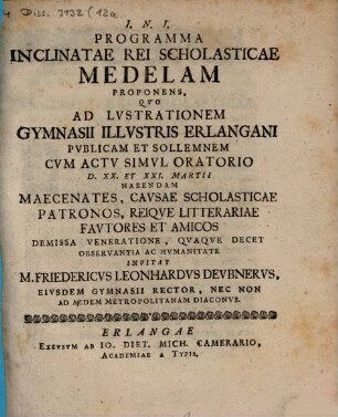 Programma inclinatae rei scholasticae medelam proponens
