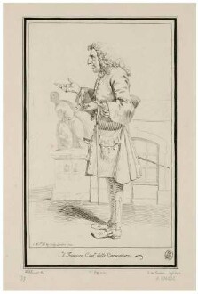 Il famoso Cavaliere delle Caricature (Karikatur des Pier Leone Ghezzi vor dem Pasquino in Rom)