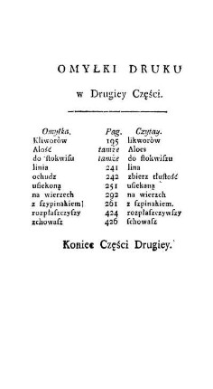 Omy?ki Druku w Drugiey Cz??ci.