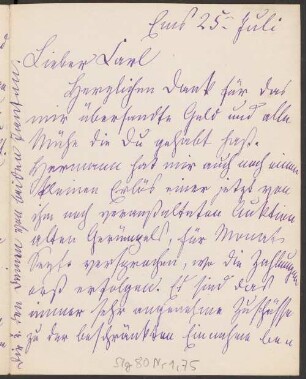 Brief von Malwida von Meysenbug an Carl von Meysenbug