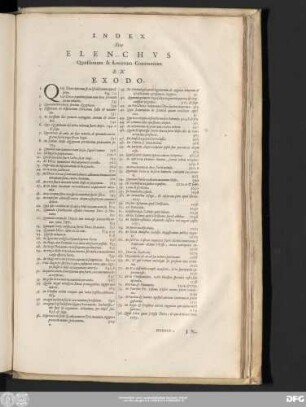 Index Sive Elenchus Quastionum & Locorum Communium Ex Exodo.