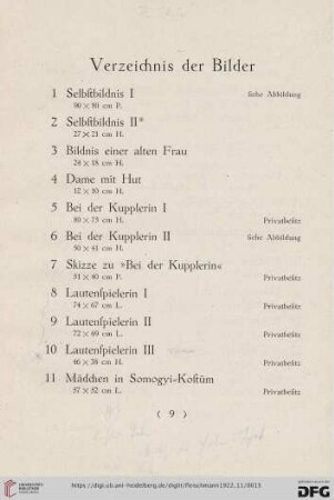 Verzeichnis der Bilder (Nr.1-46)