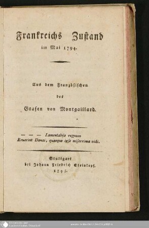 Frankreichs Zustand im Mai 1794