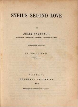 Sybil's second love : in two volumes, 2