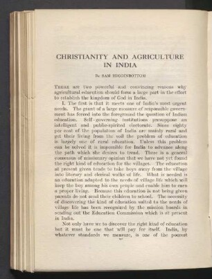 Christianity and agriculture in India