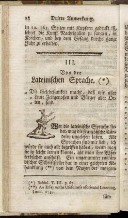 III. Von der Lateinischen Sprache.