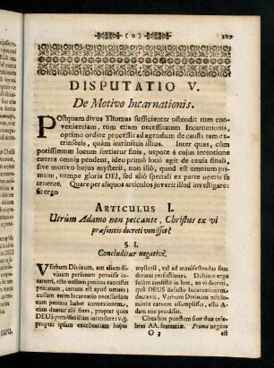 109-128, Disputatio V. De Motivo Incarnationis.