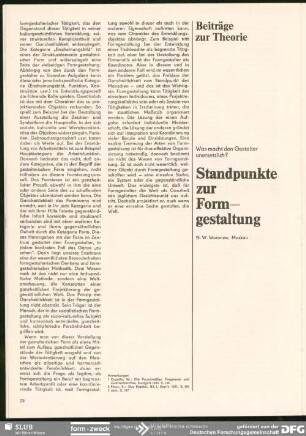 Standpunkte zur Formgestaltung : Beiträge zur Theorie