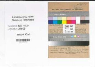 Entnazifizierung Karl Tebbe, geb. 06.03.1898 (Gaertner)