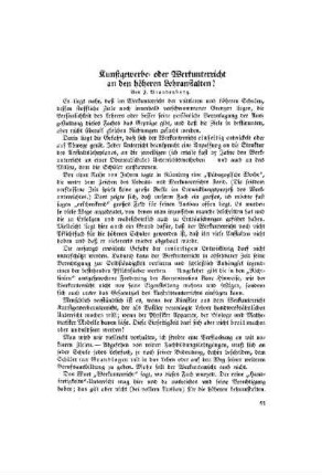 Kunstgewerbe- oder Werkunterricht an den höheren Lehranstalten?