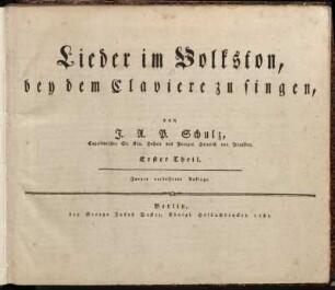 1: Lieder im Volkston. Erster Theil