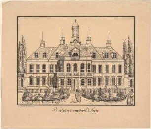 Das Palais auf Findlaters Weinberg, Landsitz des Lord Jacob von Findlater und Seafield von der Elbseite (ab 1821 Ausflugsgaststätte, um 1850 für Schloss Albrechtsberg abgerissen)