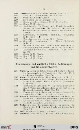 Französische und englische Stiche, Radierungen und Schabkunstblätter (Nr. 2231-2399)