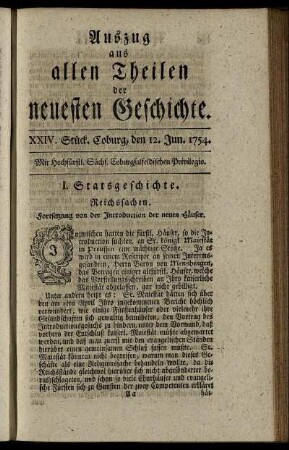 XXIV. Stück. Coburg, den 12. Jun. 1754.