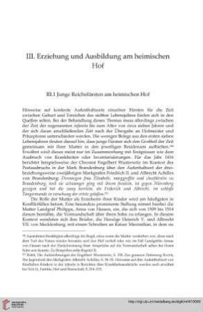 III.1 Junge Reichsfürsten am heimischen Hof
