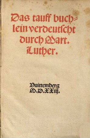 Das tauff buchlein verdeutscht