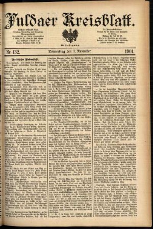 Erste Ausgabe vom Donnerstag, den 07. November 1901.
