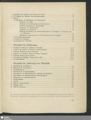 Verzeichnis der Zeichnungen der Werkstücke
