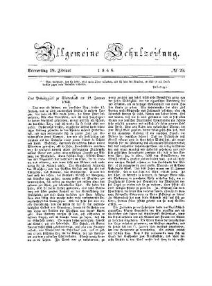 Das Pestalozziheft zu Gladenbach am 12. Januar 1846