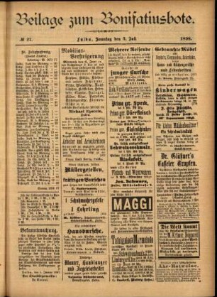 Zweite Ausgabe vom Sonntag, den 03. Juli 1898.