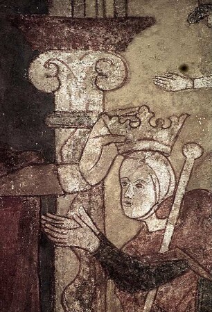 1. Joch, Südseite: der heilige Jacobus Major mit den Pilgern und Bettlern