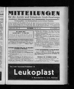 Jahrgang 1927, Hamburg, den 10. Juli, Nummer 28 [Jahrgang 1927, Hamburg, den 17. Juli, Nummer 29]