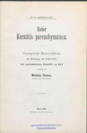 Ueber Keratitis parenchymatosa