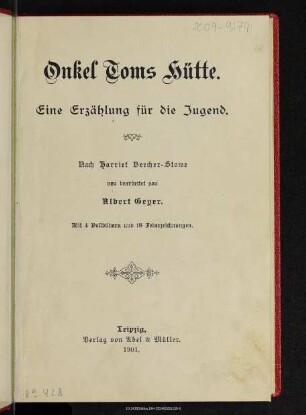Onkel Toms Hütte : eine Erzählung für die Jugend