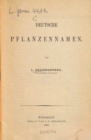 Deutsche Pflanzennamen