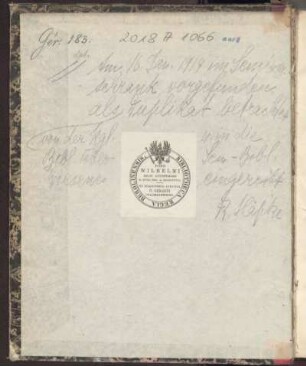 Exlibris: Dono Wilhelmis Regis Augustissimi
