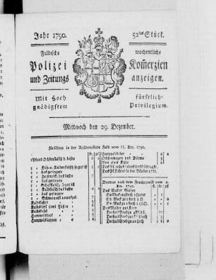 52tes Stück., Ausgabe vom 29. Dezember 1790