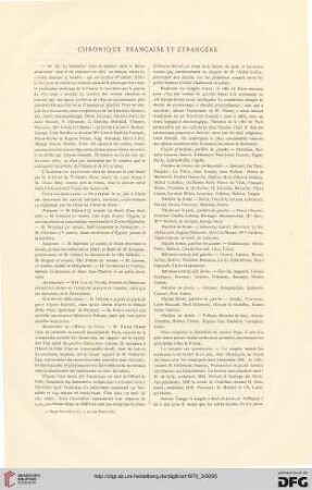Chronique française et étrangère