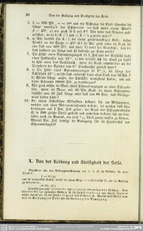 X. Von der Reibung und Steifigkeit der Seile