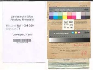 Entnazifizierung Hans Vowinckel , geb. 25.04.1907 (Bahnrat)