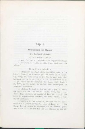 Kap. I. Benennungen des Hauses.
