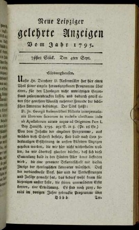 71stes Stück. Den 4ten September.
