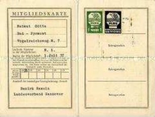 Mitgliedskarte der Deutschen Lebensrettungsgesellschaft für Helmut Götte
