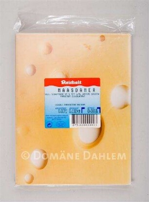 Warenmuster "Maasdamer" Käse der Firma "Reichelt"