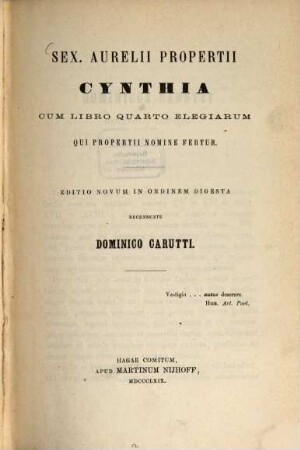 Cynthia cum libro quarto elegiarum qui Propertii nomine fertur