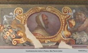 Innendekoration : Medaillons mit Porträts von Cimabue, Giotto und Masaccio