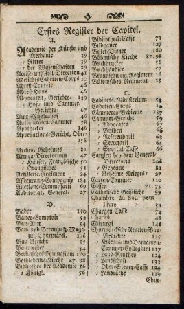 Erstes Register der Capitel