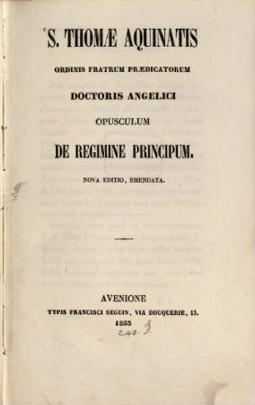 Opusculum de regimine principum