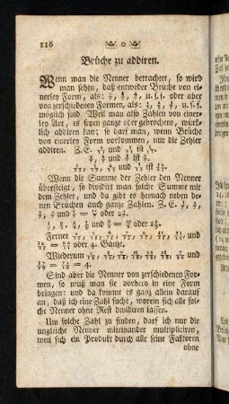 116-137, Brüche zu addiren, zu subtrahiren, zu multipliciren, zu dividiren.