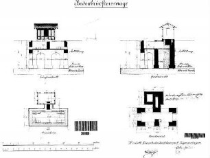 Sigmaringen: Nebengebäude Bodenbrückenwaage Grundriß EG,Fundament,Längs- Querschnitt