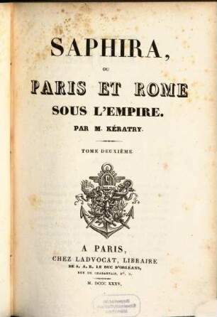 Saphira, ou Paris et Rome sous l'empire. 2