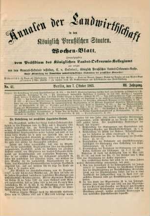 No. 41. Berlin, den 7. Oktober 1863. III. Jahrgang.